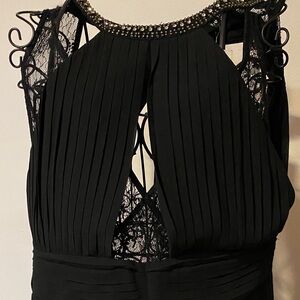 Elegant Black Backless Dress with Lace Details